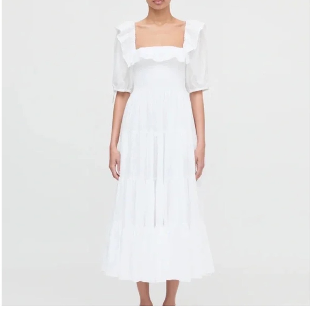 Hill House The Corinne Nap Dress in White Shadow Stripe size XL